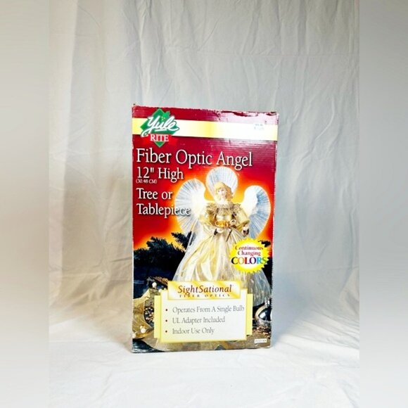 Vintage Yule Rite 12” Gold Fiber Optic Angel Christmas Table Top Tree Topper - Picture 8 of 8